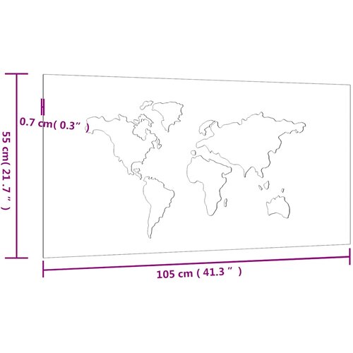  Vrtni zidni ukras 105x55 cm čelik COR-TEN uzorak karte svijeta Slike