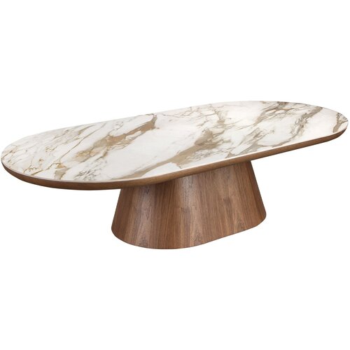 Angel Cerd&amp;aacute; Ovalna polkrožna mizica iz porcelanastega marmorja in oreha, (5000008589) Slike