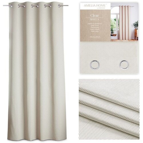  Curtain CLEAR color cappuccino printed theme boho style classic silver silver metal eyelets velvet 140x250 AmeliaHome Cene