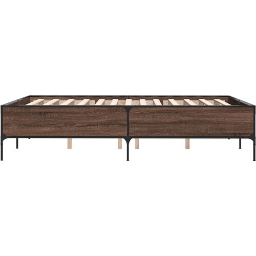  Okvir kreveta boja hrasta 160x200 cm konstruirano drvo i metal Smeđa 160 x 200 cm Slike