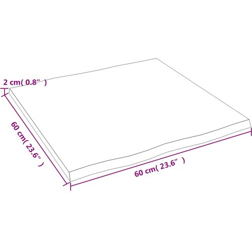 Stolna ploča svjetlosmeđa 60 x 60 x 2 cm od obrađene hrastovine Slike