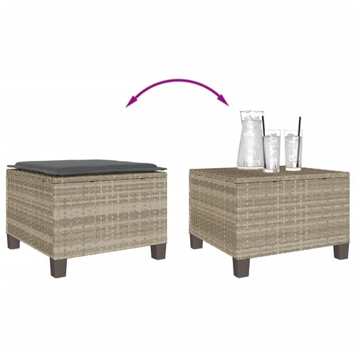  3-dijelni bistro set s jastucima svjetlosivi od poliratana Slike