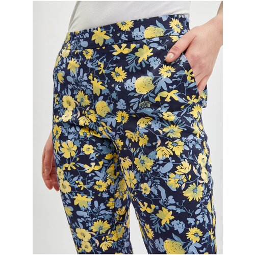 Orsay Yellow-Blue Womens Shortened Flowered Pants - Women Cene
