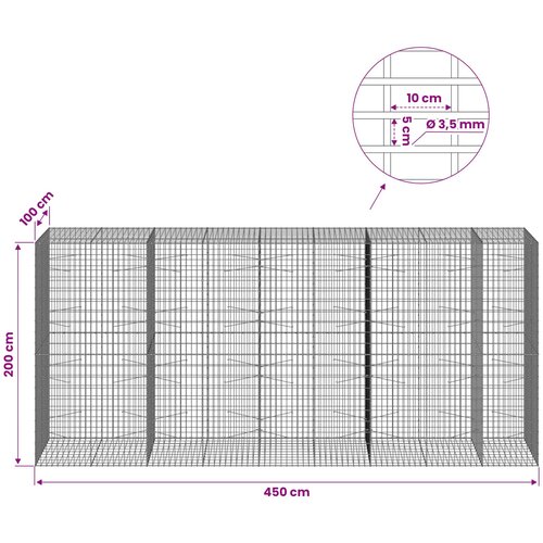  Gabion s žicom debljine 3,5 mm i mrežom 5x10 cm 450x100x200 cm Slike