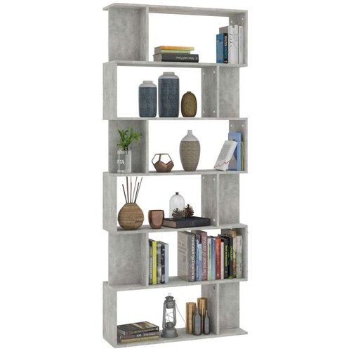 VidaXL Knjižna omara/paravan betonsko siva 80x24x192 cm iverna plo&amp;scaron;ča Slike