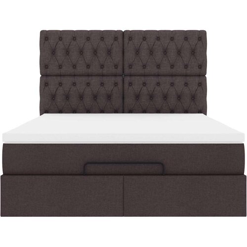  Otomanski krevet s madracem i LED tamnosmeđi 140x190 cm tkanine Slike
