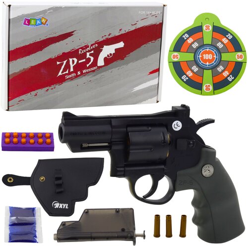 Pištolj za igru Revolver ZP-5 sa metom i mekanim patronama - crni Cijene