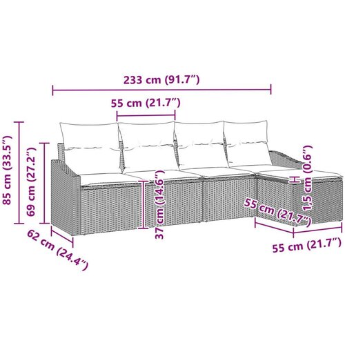  Set vrtnih kauča Set od 5 Crna Ratan Poliester jastuci Slike