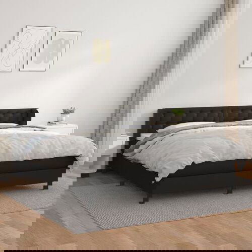The Living Store Box spring postelja z vzmetnico črn 180x200 cm umetno usnje - Box Spring Postelja, (21438450) Slike