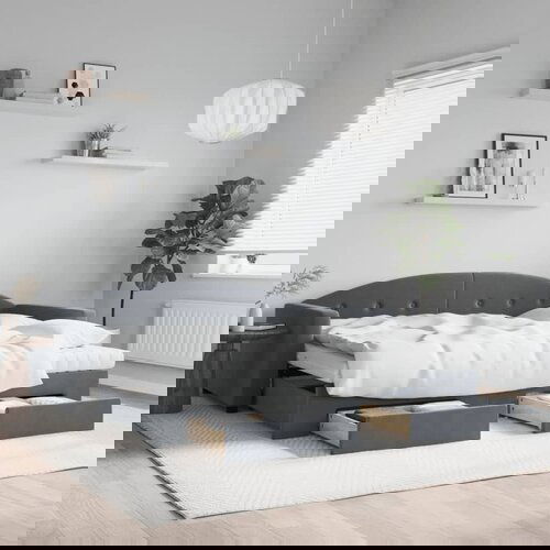 VidaXL Dnevni krevet na razvlačenje tamnosivi 90 x 200 cm bar&amp;scaron;unasti Slike