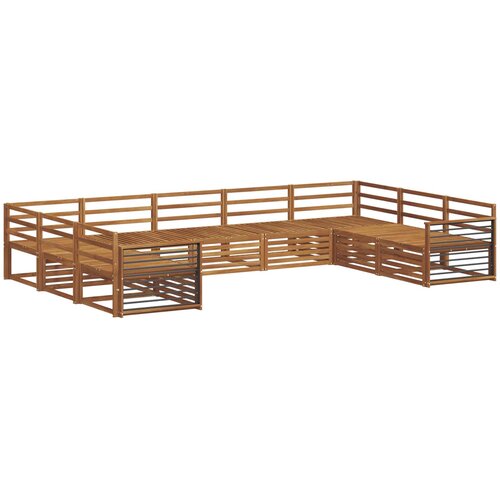  Set vanjskih sofa 9 kom. Prirodna Čvrsto drvo akacije Slike