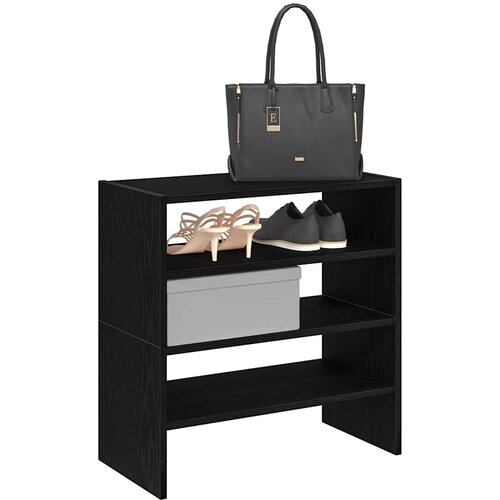 VidaXL Regal za čevlje 2 kosa zložljiva črn hrast 60x30x30,5 cm Slike
