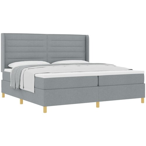 vidaXL Box Spring postelja z vzmetnico svetlo siva 200x200 cm tkanina, (22050619) Cene
