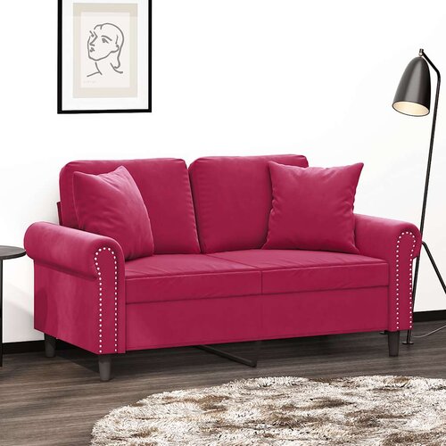 VidaXL Dvosjed s ukrasnim jastucima boja vina 120 cm bar&amp;scaron;unasti Slike