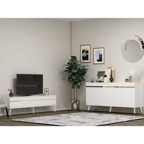 Hanah home defne - white, gold whitegold living room furniture set Slike