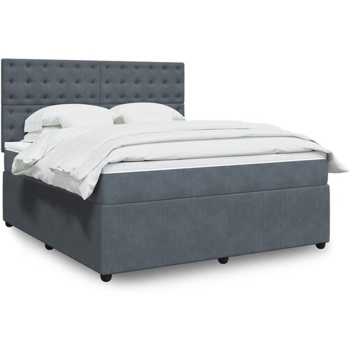 vidaXL Box spring postelja z vzmetnico temno siva 180x200 cm žamet Cene
