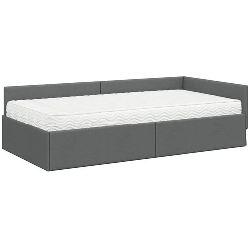  Kutni krevetni okvir s madracem Ostalo 2 pcs Siva tkanina Slike