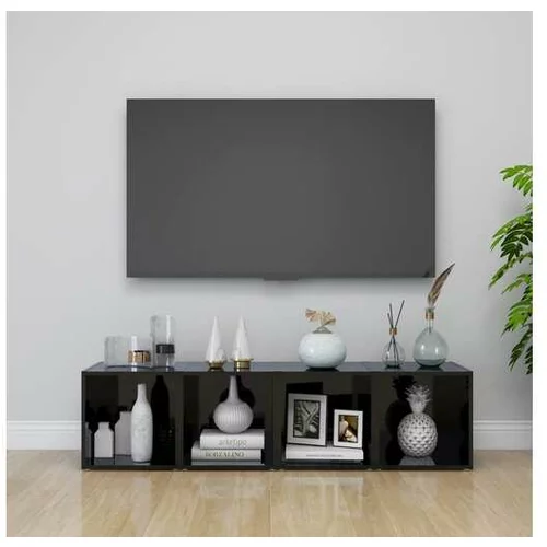  TV omarice 4 kosi visok sijaj črne 37x35x37 cm iverna plošča