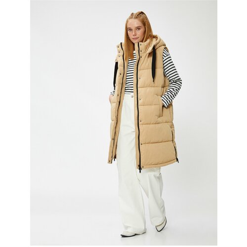 Koton Long Inflatable Vest with a Hooded Pocket Slike