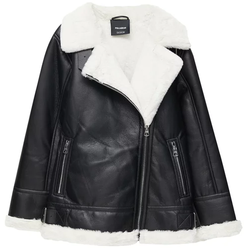 Pull&Bear Zimska jakna crna / bijela