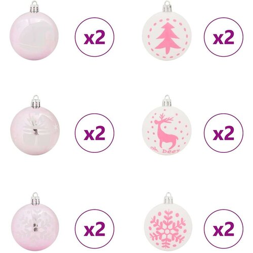 VidaXL Set Božićnih Ukrasnih Kuglica 40 pcs Bijela i roza Slike