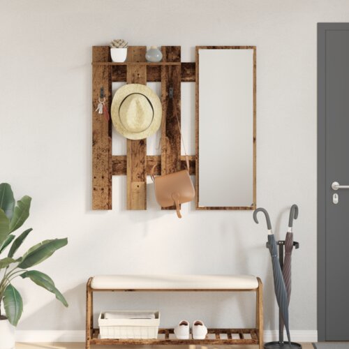  Vje&scaron;alica za kapute na zidu Staro drvo 100 x 10 x 100 cm Cijene