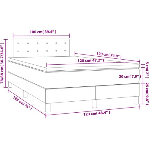  Krevet s oprugama i madracem svjetlosivi 120x190 cm bar&amp;scaron;unasti Slike