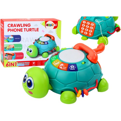  Interactive Educational Turtle Phone 6in1 Lights Sounds Green Cene