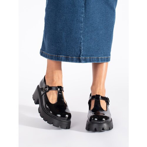 Shelvt Black patent leather women&amp;#039;s platform shoes Slike