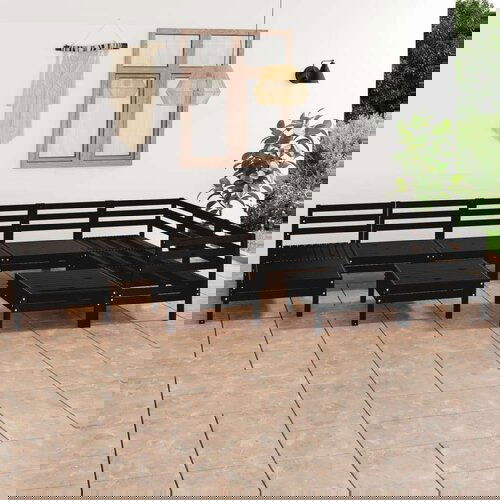  10-dijelna vrtna garnitura od masivne borovine crna Cijene