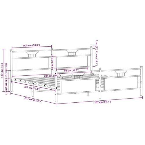  okvir kreveta bez madraca smeđa boja hrasta 200x200 cm Slike
