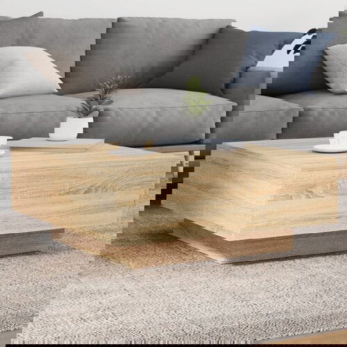 VidaXL Klubska mizica sonoma hrast 80x80x31 cm iverna plo&amp;scaron;ča Slike