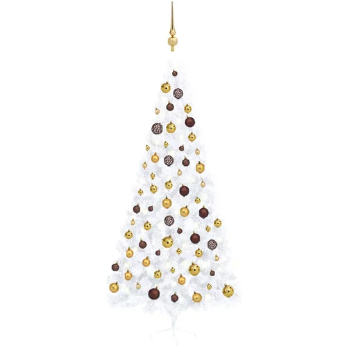 vidaXL umjetna polovica božićnog drvca LED s kuglicama bijela 240 cm