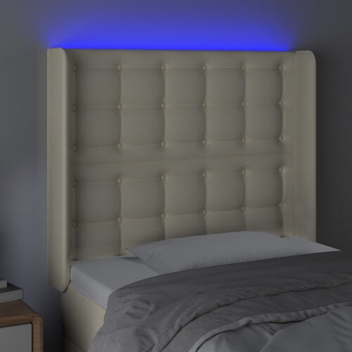  LED uzglavlje krem 83 x 16 x 118/128 cm od umjetne kože Slike
