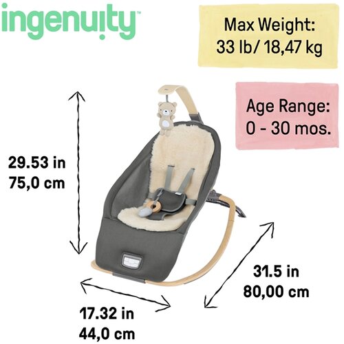 Kids II INGENUITY LEZALJKA EVERY SEASON™ - WESLEY 16855 0-30m (MAX 18kg) Cene
