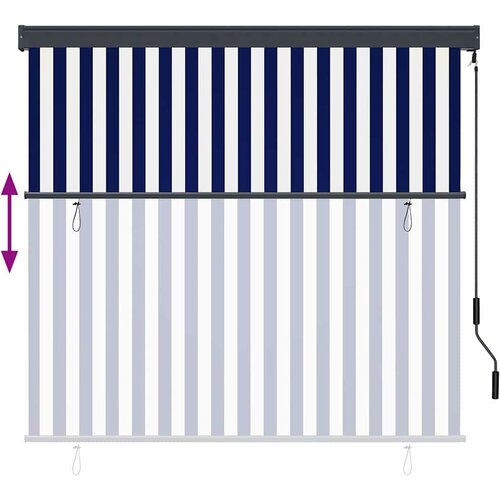 VidaXL Vanjska Roleta Prugasti Plava i bijela 180 x 250 cm tkanina Slike