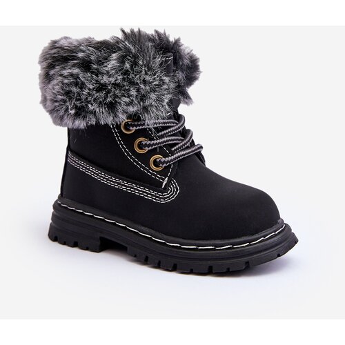 Boto Children's Trapper Boots with Zip and Faux Fur Black Gerande Cene