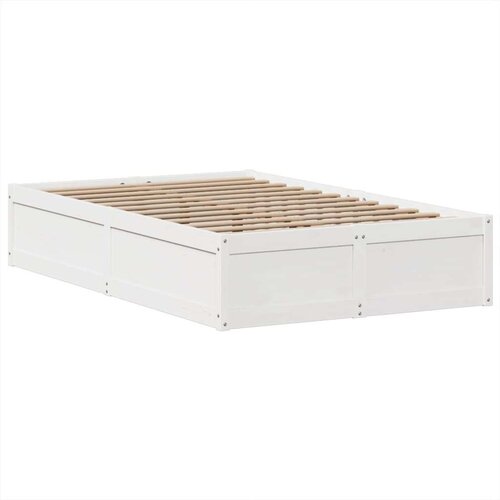 VidaXL Okvir kreveta bez madraca bijeli 135 x 190 cm masivna borovina Slike