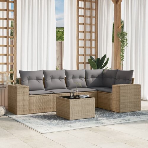 vidaXL 6-dijelni set vrtnih sofa s jastucima bež od poliratana Cijene