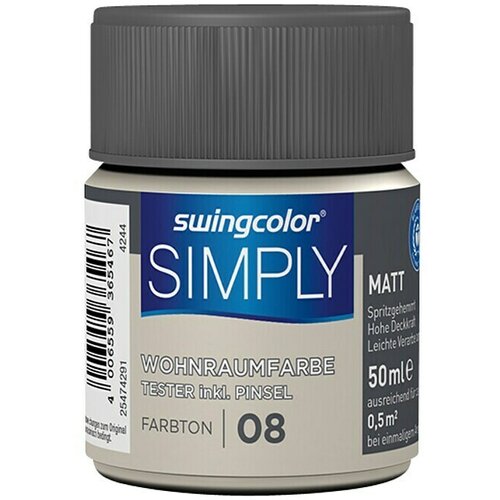 SWINGCOLOR NOTRANJA DISPERZIJSKA BARVA SIMPLY ŠT.08 (50 ml, sivo rjava) Cene
