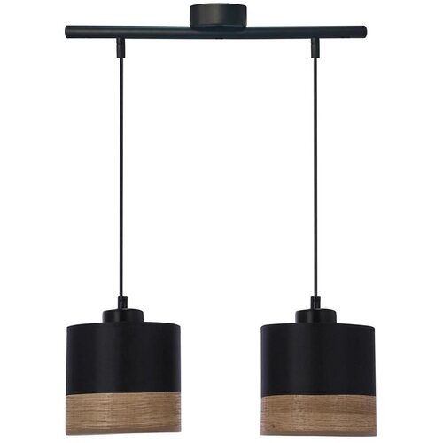 Candellux Lighting luster/visilica-porto viseća lampa crna 2X60W E27 crna abažur+smedja (hrast furnir) Slike