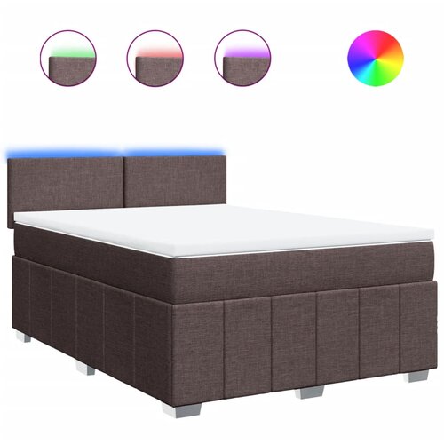 vidaXL Box spring postelja z vzmetnico temno rjav 140x190 cm blago, (21306940) Cene