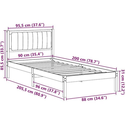  Krevetni okvir s tapiciranim uzglavljem Crna 90 x 200 cm Slike