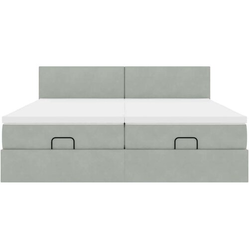 VidaXL Okvir kreveta s madracima svijetlosivi 160x200cm bar&amp;scaron;unasti Slike