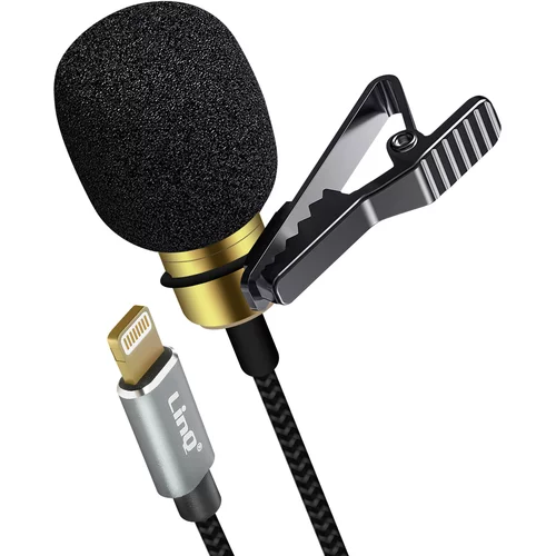 LINQ Visokokakovosten 360° vsesmerni lavalier mikrofon z osvetlitvijo z 2 m kabla, - crn, (20731596)