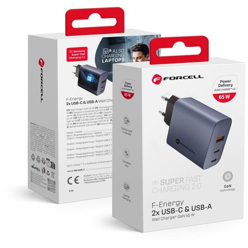 forcell kućni punjač (adapter)  f-energy gan 2x usb c 1x usb a port 4A 65W pd quick charge 4.0 Cene