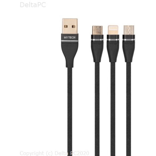Hytech HY-X505 3u1 USB na Type C Lighting microUSB crni oblozeni Cijene
