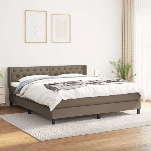  Box spring postelja z vzmetnico taupe 160x200 cm blago, (20893837)