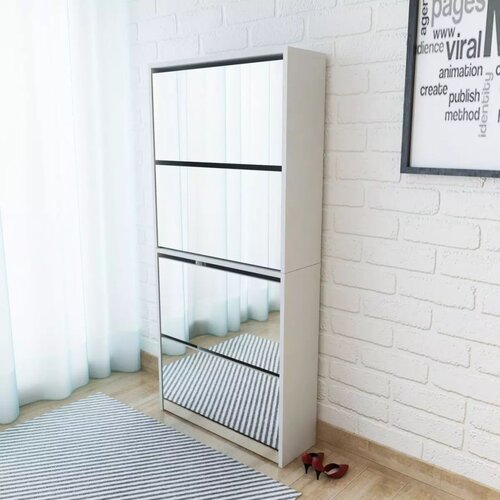 vidaXL Omarica za čevlje 4-nadstropna z ogledali bela 63x17x134 cm Cene