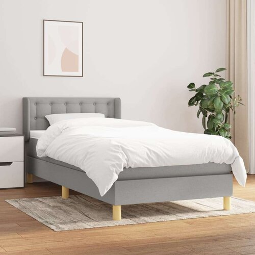  Box spring postelja z vzmetnico svetlo siva 90x200 cm blago, (20726811) Slike